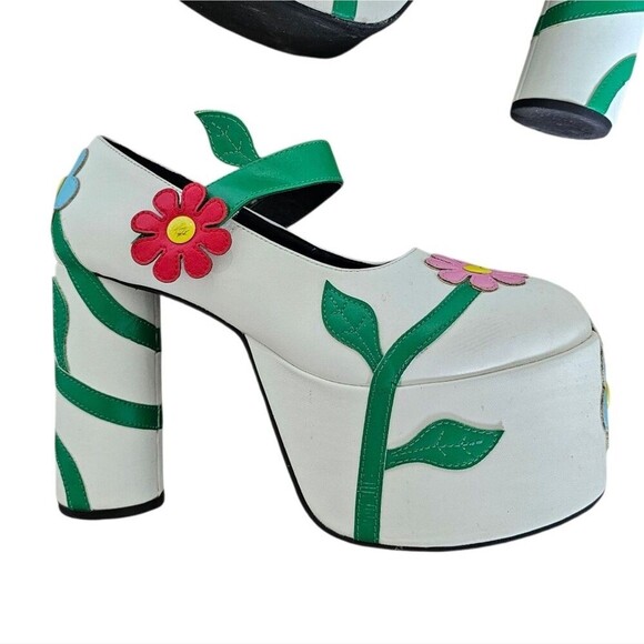 dELiA*s Floral Retro Thru The Motions Platform Flower Mary Janes Shoes size 7 - Picture 4 of 11
